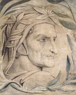 Drawing of Dante's head in profile, crowned with laurel